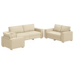 Ensemble de canapé 3 pièces vidaXL avec coussins en tissu crème