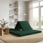vidaXL Canapé-lit pliable 140 x 67 x 15 cm Vert foncé