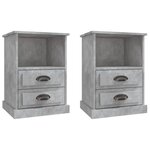 vidaXL Tables de chevet 2 Pièces gris béton 43x36x60 cm