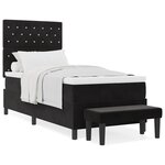 vidaXL Lit Sommier avec Matelas & Banc Noir 90x190 cm Velours