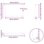 vidaXL Pieds de table basse en forme de V  2 pièces  acier naturel  70 x (42-43 3) cm