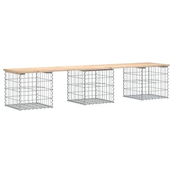 vidaXL Banc de jardin design de gabion 203x44x42 cm bois massif de pin