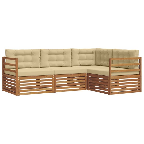 vidaXL Ensemble de canapés d'extérieur 4 pc Naturel et Beige