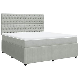 vidaXL Sommier à lattes de lit et matelas Gris clair 180x200cm Velours