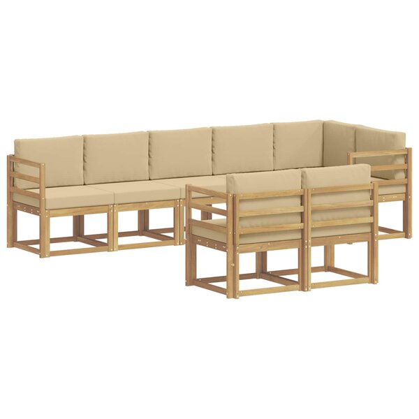 vidaXL Ensemble de canapés d'extérieur 8 pc Blanc et Beige Polyester