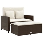 vidaXL Canapé de jardin avec coussins 2 places marron résine tressée