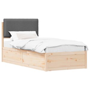 vidaXL Cadre de lit avec tête de lit rembourrée Gris foncé 90 x 200 cm