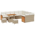 vidaXL Ensemble de Canapés de Jardin 12 Pièces avec Coussins Beige