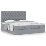 VidaXL Cadre de lit ottoman et matelas gris clair 200x200cm tissu