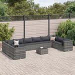 vidaXL Salon de jardin 11 Pièces avec coussins Gris Résine tressée