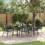 vidaXL Ensemble de salle à manger pour jardin 7 Pièces Noir polyrotin