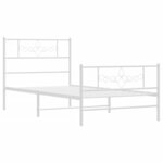 vidaXL Cadre de lit métal sans matelas et pied de lit blanc 107x203 cm