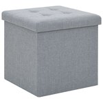 vidaXL Tabouret de rangement pliable Gris clair Faux lin