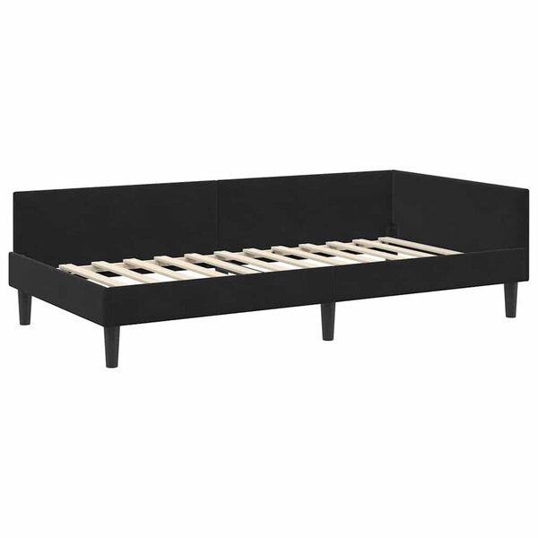 vidaXL Cadre de lit d'angle Noir 90 x 190 cm Velours et bois stratifié