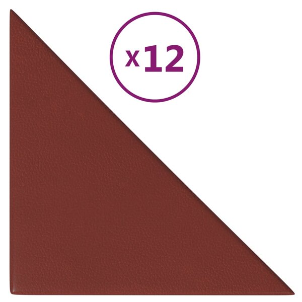 vidaXL Panneaux muraux 12Pièces Rouge bordeaux 30x30 cm Similicuir 0 54m²
