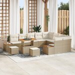 Ensemble de canapés de jardin 12 pièces vidaXL avec coussins en poly rotin beige et bois d'acacia