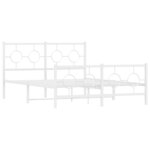 vidaXL Cadre de lit métal avec tête de lit/pied de lit blanc 140x190cm