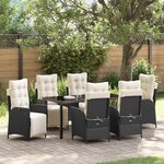 vidaXL Ensemble de salle à manger pour jardin 7 Pièces Noir Poly rotin