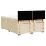 vidaXL Sommier à lattes de lit avec matelas Crème 140x200 cm Tissu
