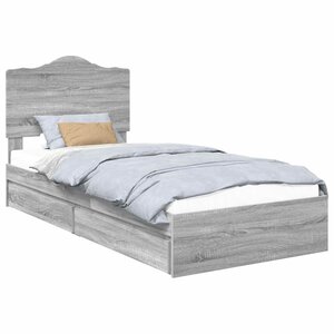 vidaXL Lit de Rangement Gris Sonoma 75 x 190 cm Bois d'ingénierie