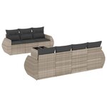 vidaXL Salon de jardin 8 Pièces avec coussins gris clair résine tressée