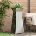vidaXL Jardinières   pilier de jardin  lot de 2 avec bol  dimensions 40x40x100 cm  en acier galvanisé.