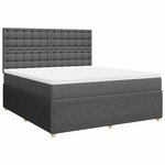 vidaXL Sommier à lattes de lit avec matelas Gris foncé 180x200cm Tissu