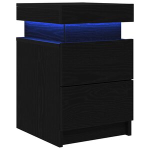 vidaXL Cabinet de chevet avec tiroir 2 Pièces Chêne noir 35 x 39 x 55 cm