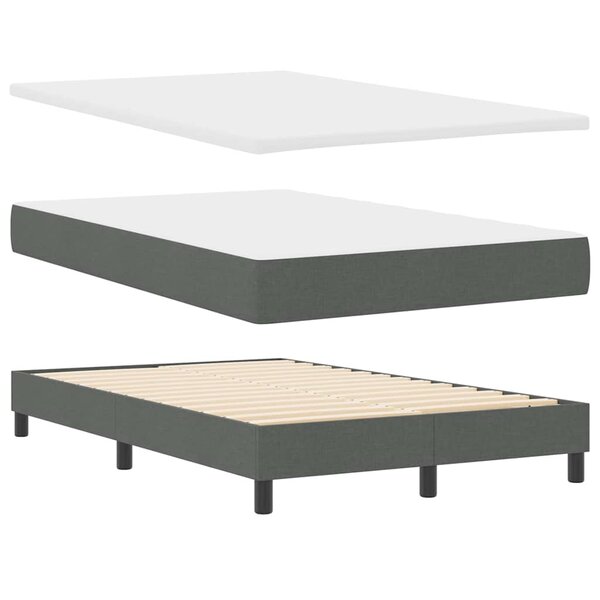vidaXL Lit à ressorts avec matelas Gris foncé 120 x 200 cm tissu