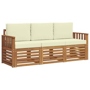 vidaXL Ensembles de canapés avec coussin 3 Pièces Naturel et Crème