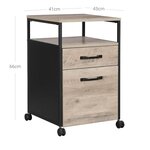Caisson de bureau 2 tiroirs placard de rangement mobile avec roulettes emplacement ouvert style industriel 66 cm grège et noir 12_0001502