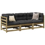 vidaXL Salon de jardin 3 Pièces avec coussins bois de pin imprégné
