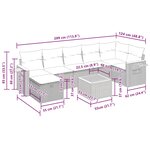 vidaXL Salon de jardin 8 Pièces avec coussins gris résine tressée