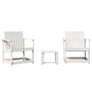 vidaXL Salon de jardin 3 Pièces blanc bois massif de pin