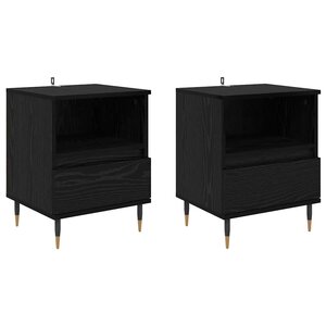vidaXL Cabinet de chevet avec tiroir 2 Pièces Chêne noir 40 x 35 x 50 cm