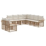 vidaXL Ensemble de canapés d'extérieur 9 Pièces Blanc Naturel et Crème