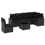 vidaXL Salon de jardin 7 Pièces avec coussins noir résine tressée