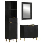vidaXL Ensemble de meubles salle de bain 3 Pièces noir bois d'ingénierie