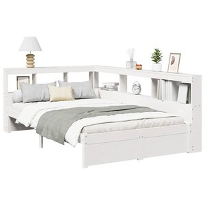 vidaXL Lit bibliothèque sans matelas blanc 90x190cm bois de pin massif