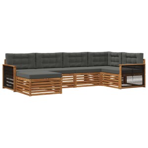 vidaXL Ensemble de canapés d'extérieur 6 pc Naturel et Anthracite