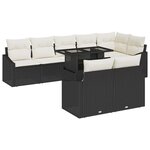 vidaXL Ensemble de canapé de jardin avec coussin 9 Pièces Noir et Crème