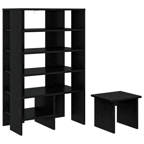 vidaXL Cabinet à chaussures 2 Pièces Chêne noir Bois d'ingénierie