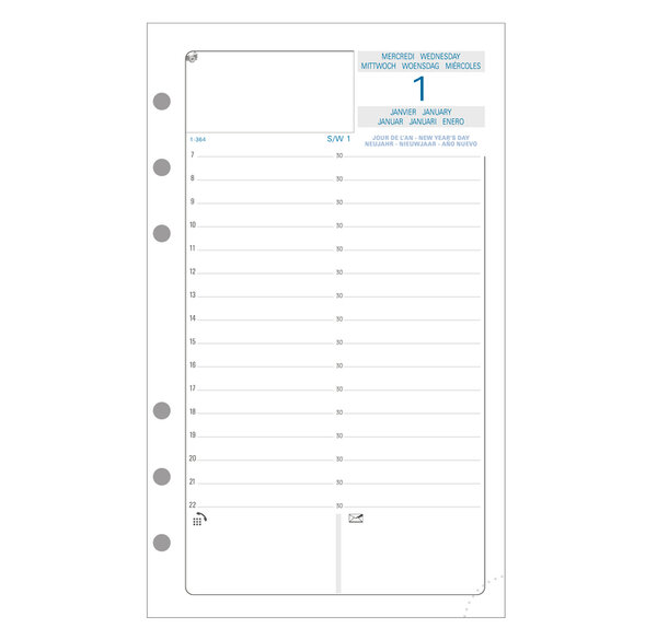 Recharge Exatime 17 journalier millésimé 1er semestre 172x105 mm EXACOMPTA