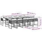 vidaXL Ensemble à manger de jardin et coussins 11 Pièces marron rotin