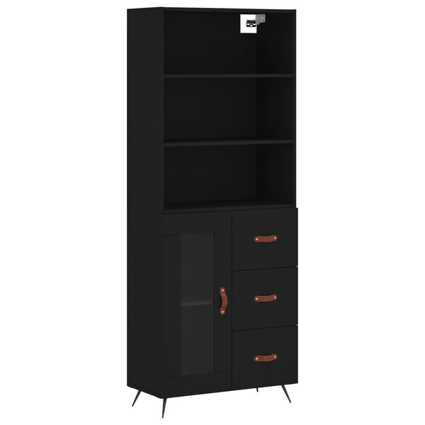 vidaXL Buffet haut Noir 69 5x34x180 cm Bois d'ingénierie
