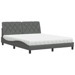 vidaXL Lit avec matelas gris foncé 160x200 cm tissu