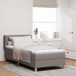 vidaXL Lit à Ressorts avec matelas Taupe 100 x 200 cm tissu