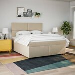 vidaXL Sommier à lattes de lit avec matelas Crème 180x200 cm Tissu