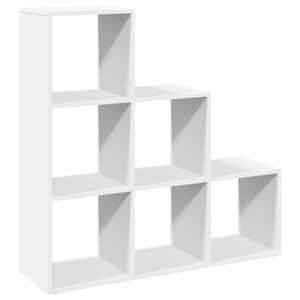 vidaXL Bibliothèque séparateur de pièce à 3 niveaux Blanc 99 x 29 x 99 cm Bois d'ingénierie