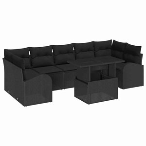 vidaXL Ensemble de canapé de jardin 8 Pièces Noir Poly Rattan